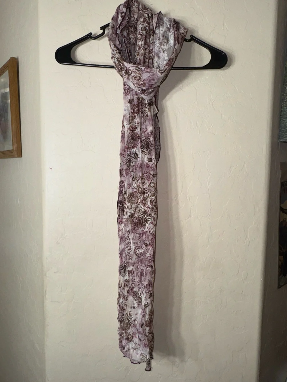 Serendipity Maui Purple Brown Floral Paisley Sheer Extra Long Scarf Wrap Shawl